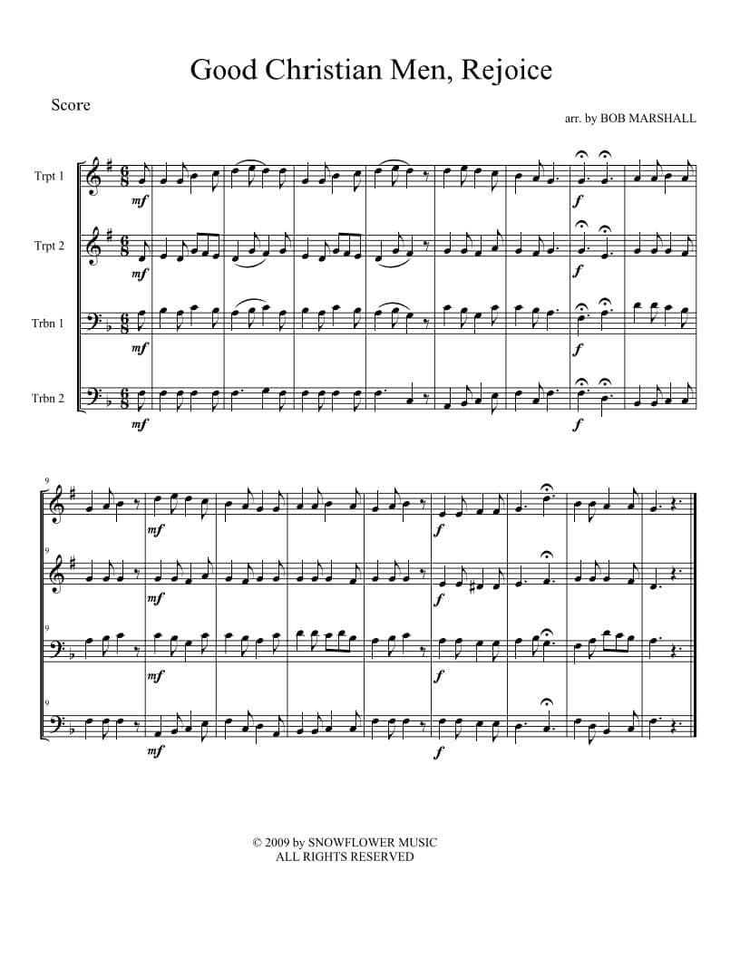 Seven Christmas Carols For Brass Quartet Brass Snowflower Music